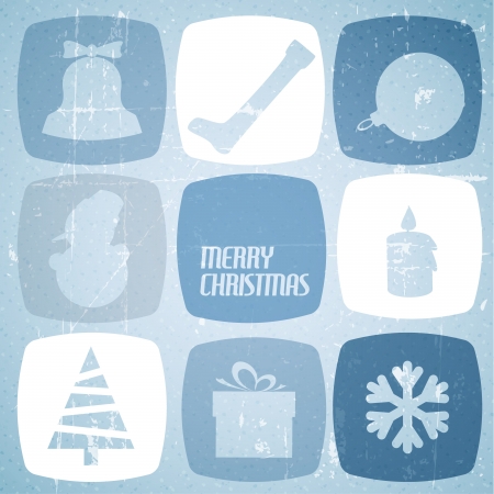 Vintage christmas card with various seasonal shapesのイラスト素材