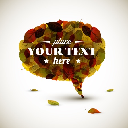 Speech bubble made of colorful autumn leafs with place for your textのイラスト素材