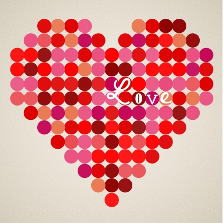 retro heart made from color circlesのイラスト素材