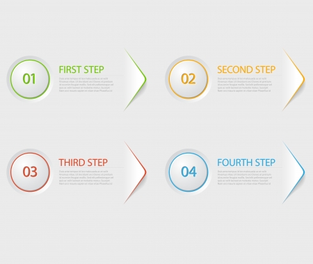 One two three four - colorful flat vector progress icons for four stepsのイラスト素材