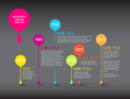 Dark Vector Infographic timeline report template with bubblesのイラスト素材