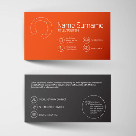 Modern red business card template with simple white line graphicのイラスト素材
