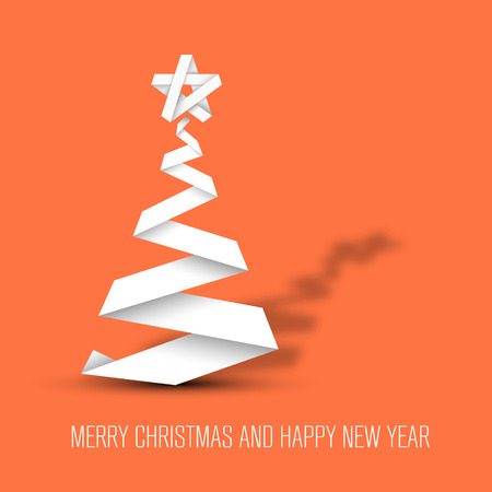 Simple vector christmas tree made from paper stripe - original new year cardのイラスト素材