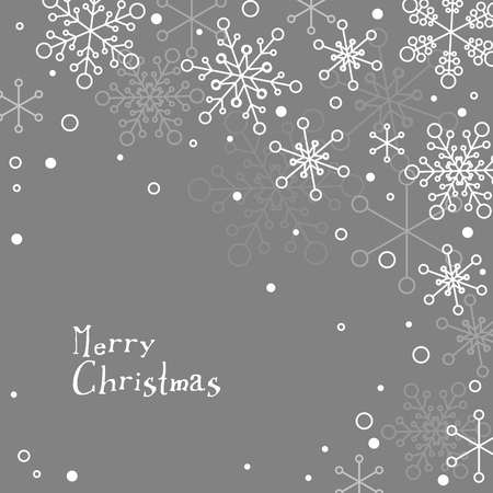 Retro simple Christmas card with white snowflakes on a gray backgroundのイラスト素材