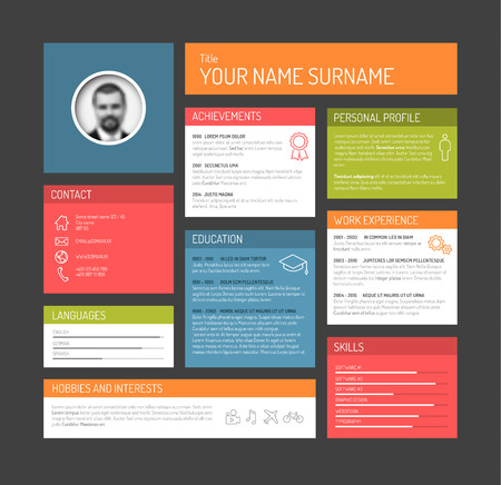 Vector minimalist cv / resume template dashboard profile - dark versionのイラスト素材