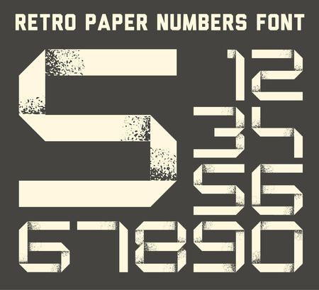 Numbers font made from white grunge paper stripeのイラスト素材