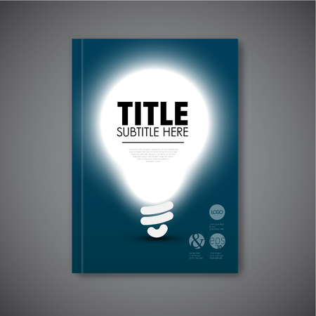 Vector book cover template with shining bulb and place for your contentのイラスト素材