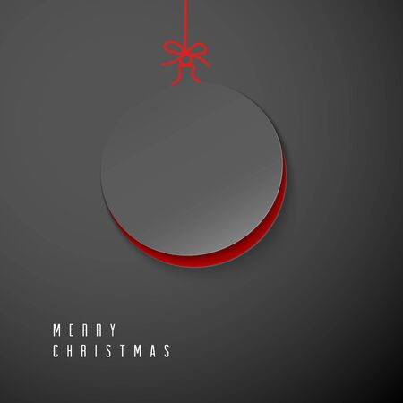 Vector Merry Christmas card with a dark  minimalistic decoration cut out of the paperのイラスト素材