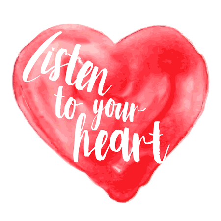 Modern inspirational quote on watercolor background - listen to your heartのイラスト素材