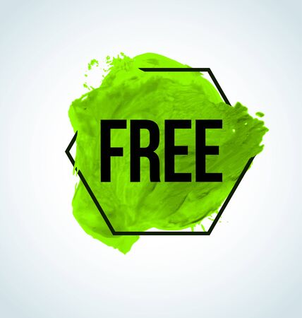 Green watercolor free item label for your shopのイラスト素材