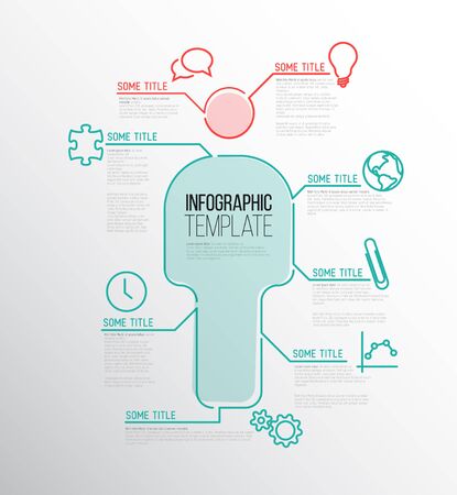 Vector Infographic report template made from lines and icons with figureのイラスト素材