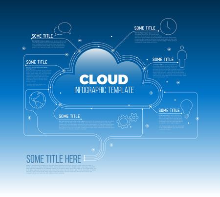 Vector Infographic template made from lines and icons with cloud storage / computing - blue sky versionのイラスト素材