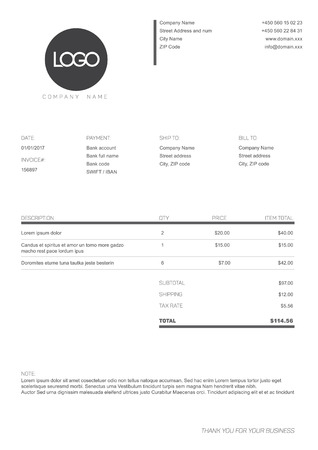 Vector minimalist invoice template design for your business / company - black and white versionのイラスト素材