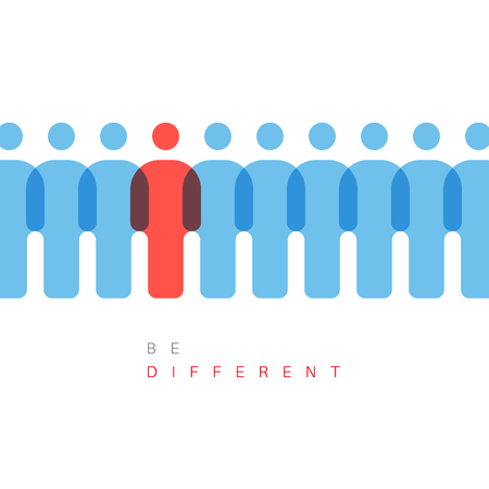 Unique individuality concept vector illustration - one figure is different from othersのイラスト素材
