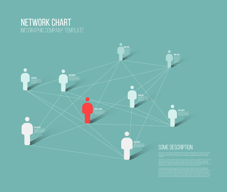 Minimalist people network 3d diagram templateのイラスト素材