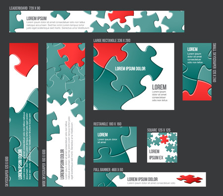 Vector Banner templates collection with puzzle backgroundのイラスト素材