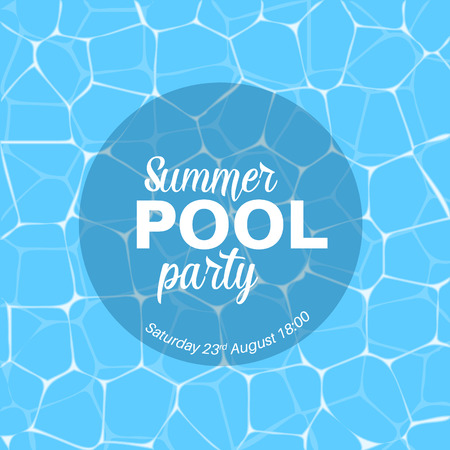 Vector summer pool party template with blue water background.のイラスト素材
