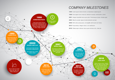 Vector Infographic timeline report template with network backgroundのイラスト素材