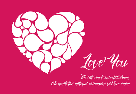 Minimalistic valentine card template with white heart made from droplet shapesのイラスト素材