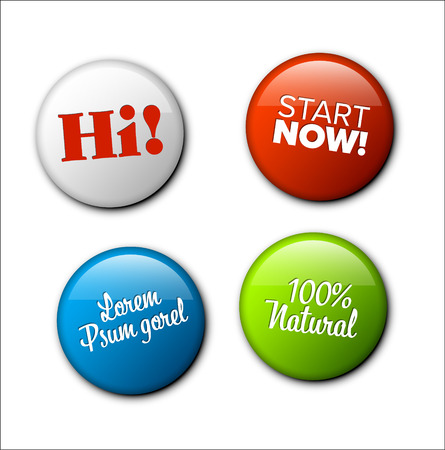 Vector badge template illustration - four colors with sample textsのイラスト素材