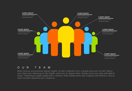 People team infographic template for company overview or hierarchy schema - dark versionのイラスト素材