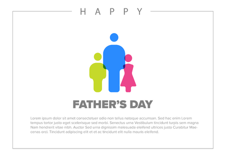 Vector Happy Father's day card template with minimalist famili iconのイラスト素材