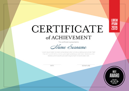 Modern certificate of achievement template with place for your content - colorful designのイラスト素材