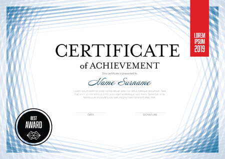 Modern certificate of achievement template with place for your content - lines versionのイラスト素材