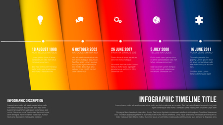 Vector Infographic Company Milestones Timeline Template with hot  diagonal stripesのイラスト素材