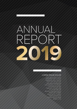 Vector abstract annual report cover template with sample text and luxury dark polygonal backgroundのイラスト素材
