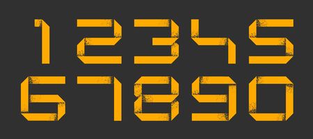 Numbers font made from white grunge paper stripe