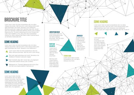 Modern Vector three fold brochure / leaflet / flyer design template with trianglesのイラスト素材