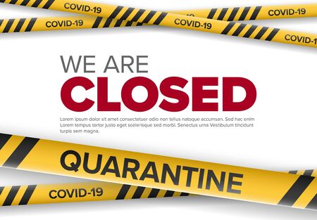 Vector flyer template with coronavirus illustration and quarantine informationのイラスト素材