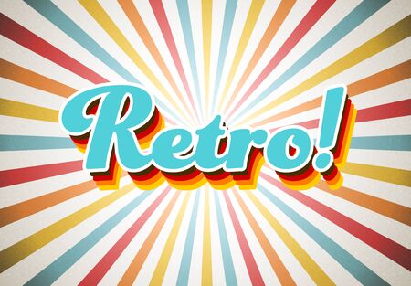 Old vector retro vintage letteringl on sunrays backgroundのイラスト素材
