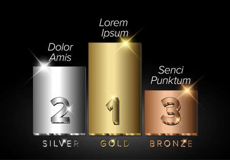 Gold, silver and bronze prize podium with winner names - winner contest announcement templateのイラスト素材