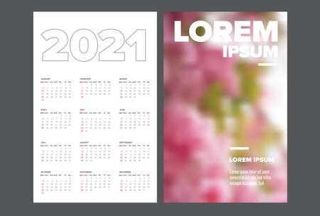 Business card size 2021 calendar template - front and back sideのイラスト素材
