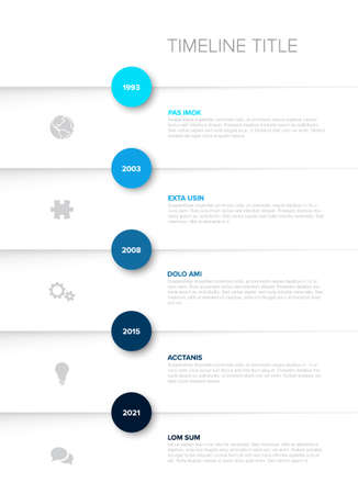 Simple timeline template with icons and descriptions - light blue vertical versionのイラスト素材