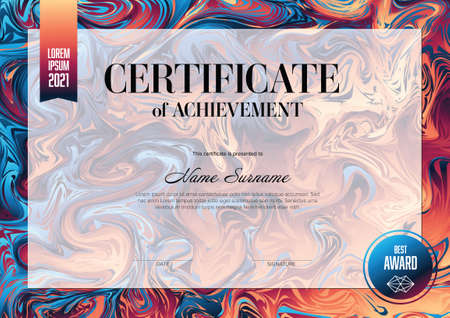 Modern art certificate of achievement template with place for your content - horizontal fresh colors versionのイラスト素材