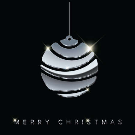 Simple vector christmas card with abstract silver christmas bulb decoration made from blocks - original new year cardのイラスト素材