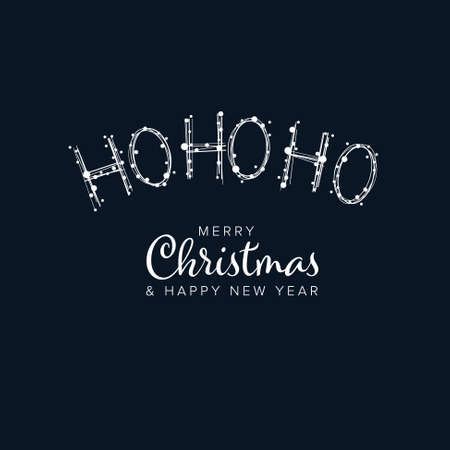 Minimalist Christmas flyer card temlate with Ho Ho Ho Santas laugh and dark blue backgroundのイラスト素材