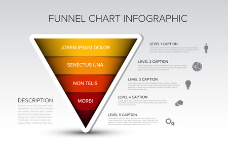 Layers funnel infographic template - reverse pyramid infochartのイラスト素材