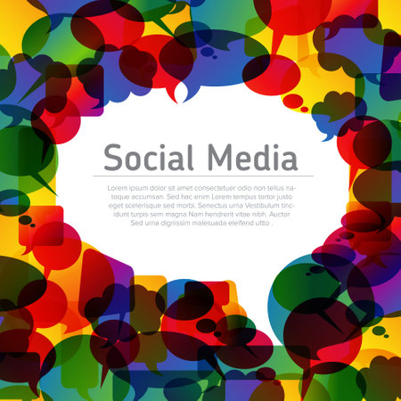 Social media concept illustration with speech bubbles and place for your text contentのイラスト素材