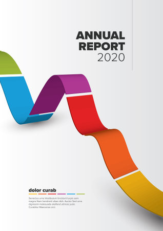 Vector abstract annual report cover template with sample text and some curved graph profile - abstract front page for any documentのイラスト素材