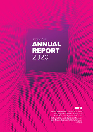 Vector abstract annual report cover template with sample text and abstract square pattern - simple minimalistic layout for brochure cover, flyer or document front pageのイラスト素材