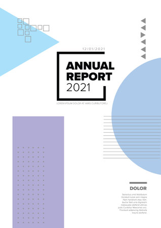 Vector abstract annual report cover template with sample text and abstract geometry shapes - simple minimalistic layout for brochure cover, flyer or document front pageのイラスト素材