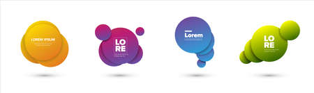 Set of vector color abstract circle digital elements with gradients for flyer brochure cover page title. Circle background shape elements for lettering heading banner or flyer.のイラスト素材