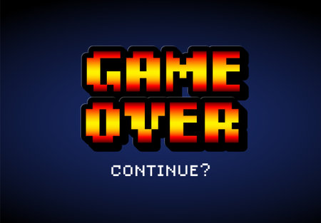 Game Over Retro game over styled text with effect. End of the game on old 8-bit computer or game console. Game over of some arcade game.のイラスト素材