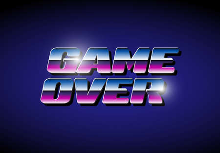 Game Over Retro game over styled text with effect. End of the game on old 8-bit computer or game console. Game over of some arcade game.のイラスト素材