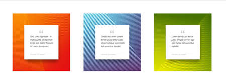 Three Social media design quote layout template. Square qotation presentations with colorful pattern...