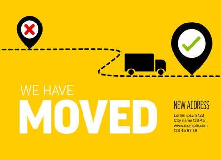 We are moving from one address to another address - minimalistic yellow flyer template with place...